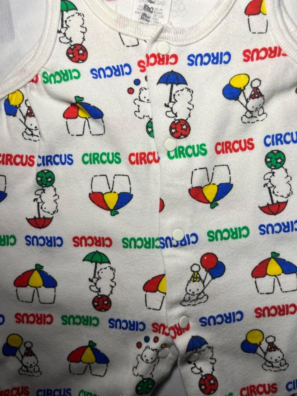 Vintage Carter’s Baby Romper 0-3M Circus‎ Bear Balloons 90s One Piece Outfit